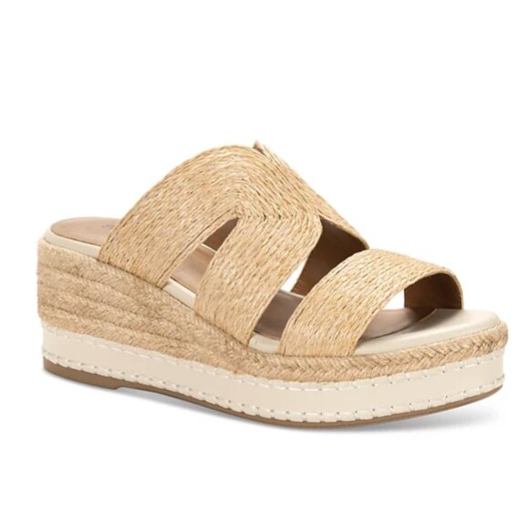 Style & Co Women's Hattiee Wedge sandals creme raff - 9 - Picture 1 of 14